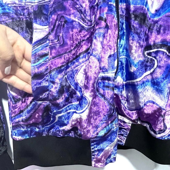 Victorious Soft Velvety Purple Marbled Tracksuit Zip up Top sz M - Picture 3 of 10